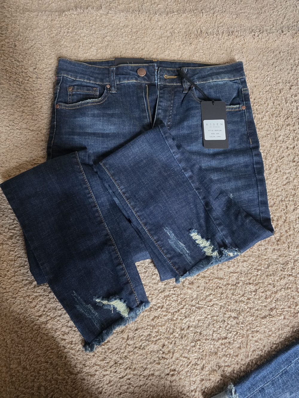 Risen Dark Wash Cropped Ankle Jeans